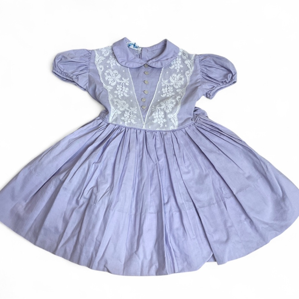 Vintage Wee Togs Lavender Lace Peter Pan Collar Dress‎ Size 3 Cottagecore